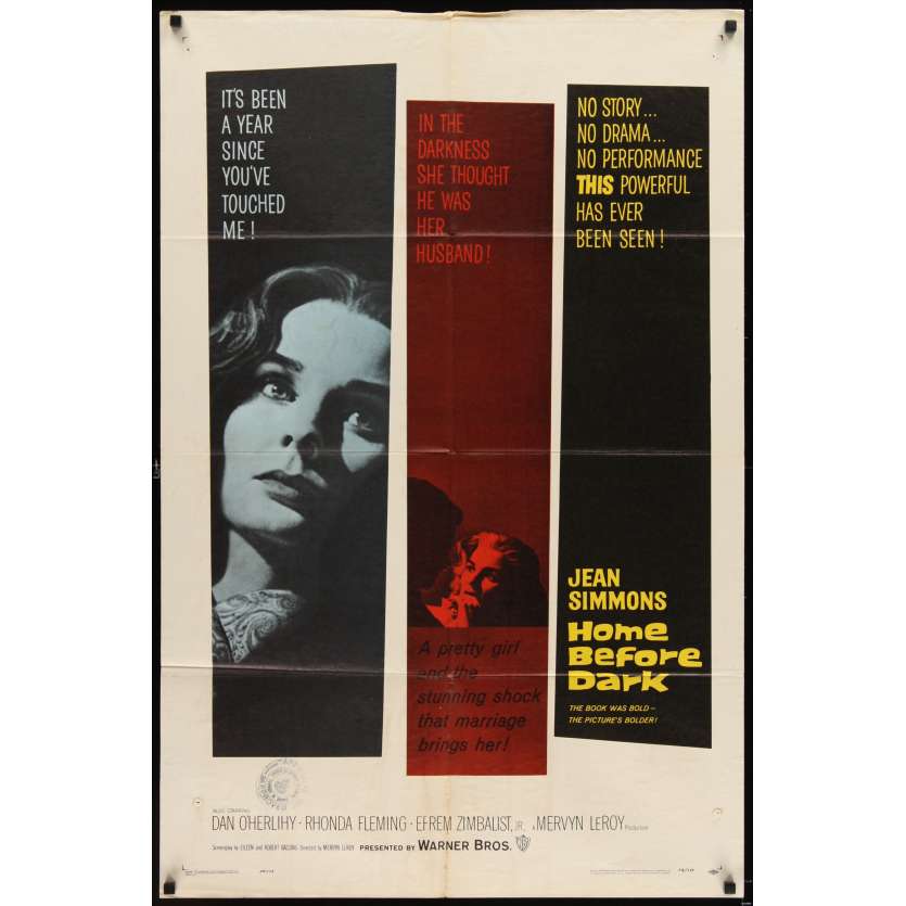 RETOUR AVANT LA NUIT Affiche Originale US '58 Jean Simmons Movie poster