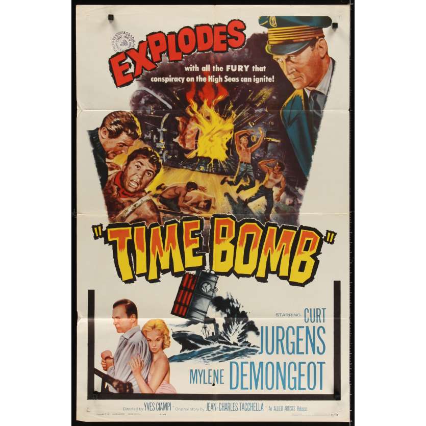 TIME BOMB Movie Poster '61 Curt Jurgens, Mylene Demongeot