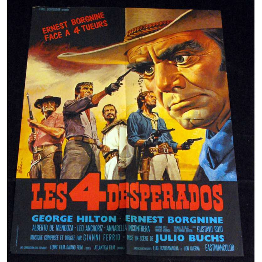 4 DESPERADOS Affiche 60x80 '69 Lucio Fulci, Ernest Borgnine Movie Poster