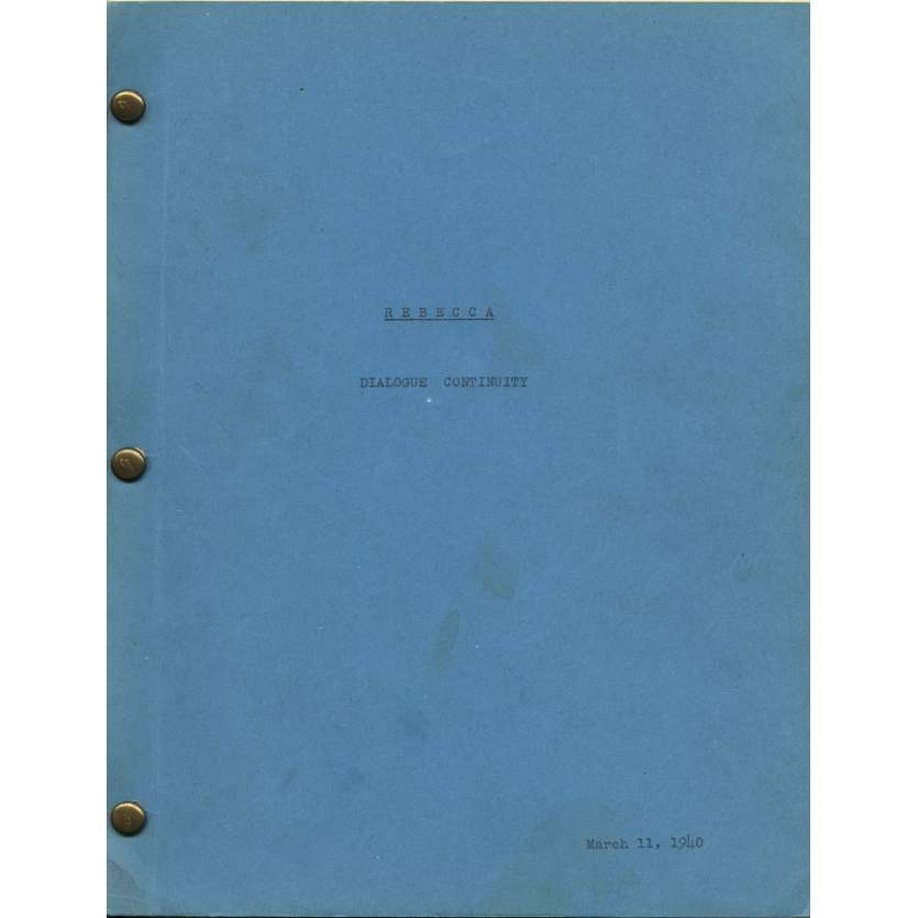 REBECCA Movie Script – Dialogue Continuity '40 Alfred Hitchcock, Laurence Olivier & Joan Fontaine