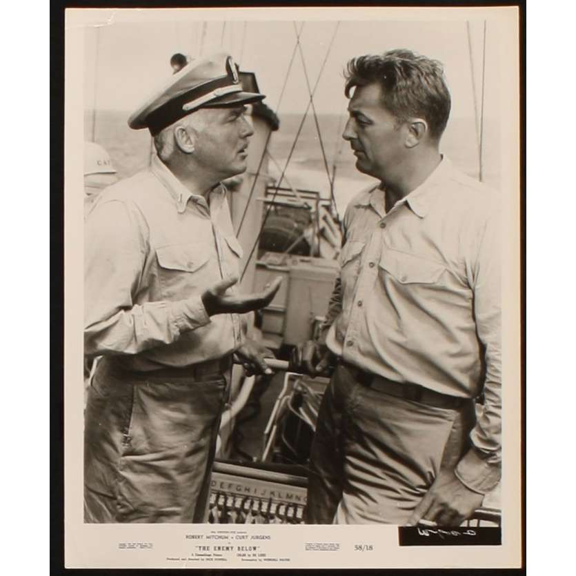 TORPILLES SOUS L'ATLANTIQUE Photo Presse 20x25 US '58 Robert Mitchum, Curd Jurgens