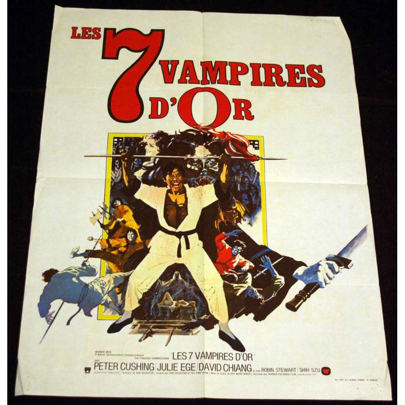 7 GOLDEN VAMPIRES French Movie Poster 23x32 '74 Peter Cushing, Hammer