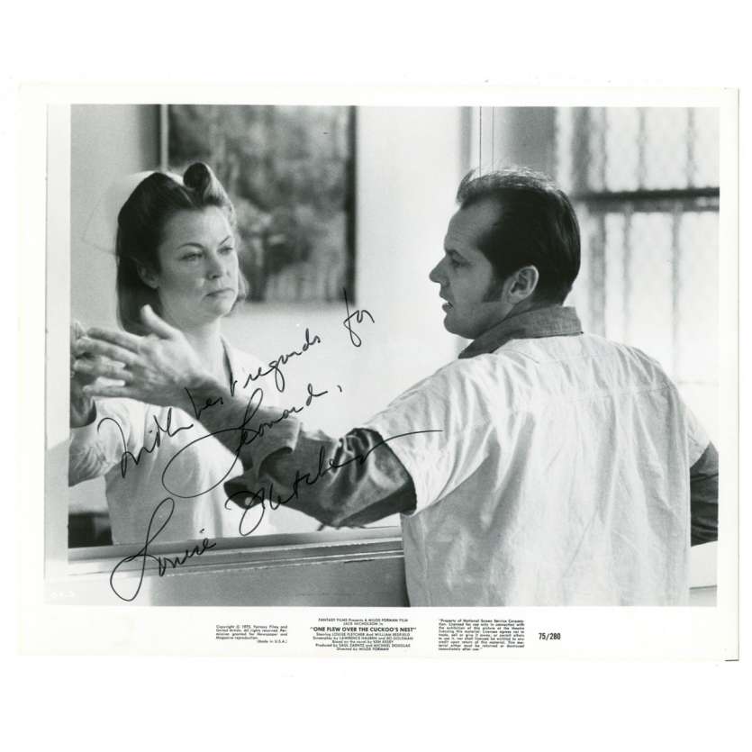 LOUISE FLETCHER Photo signée 20x25 '75 avec Jack Nicholson dans Vol au dessus d'un nid de coucous