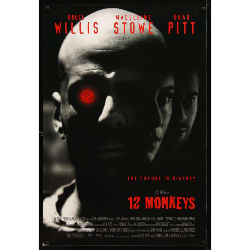 12 MONKEYS Movie Poster '95 Bruce Willis, Brad Pitt, Terry Gilliam