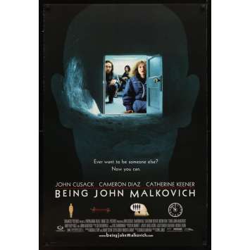 DANS LA PEAU DE JOHN MALKOVICH Affiche du film US '99 Spike Jonze directed, Cusack, Cameron Diaz, Catherine Keener!