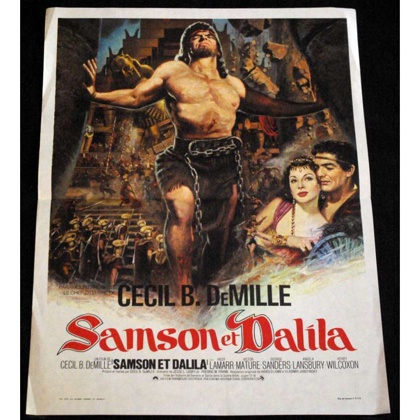 SAMSON ET DALILA Affiche de film 40x60 - R-1980 - Victore Mature, Cecil B. de Mille