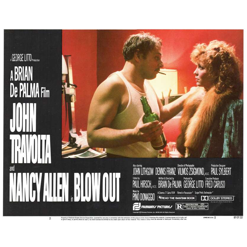 BLOWOUT US Lobby Card 11x14- 1981 - Brian de Palma, John Travolta