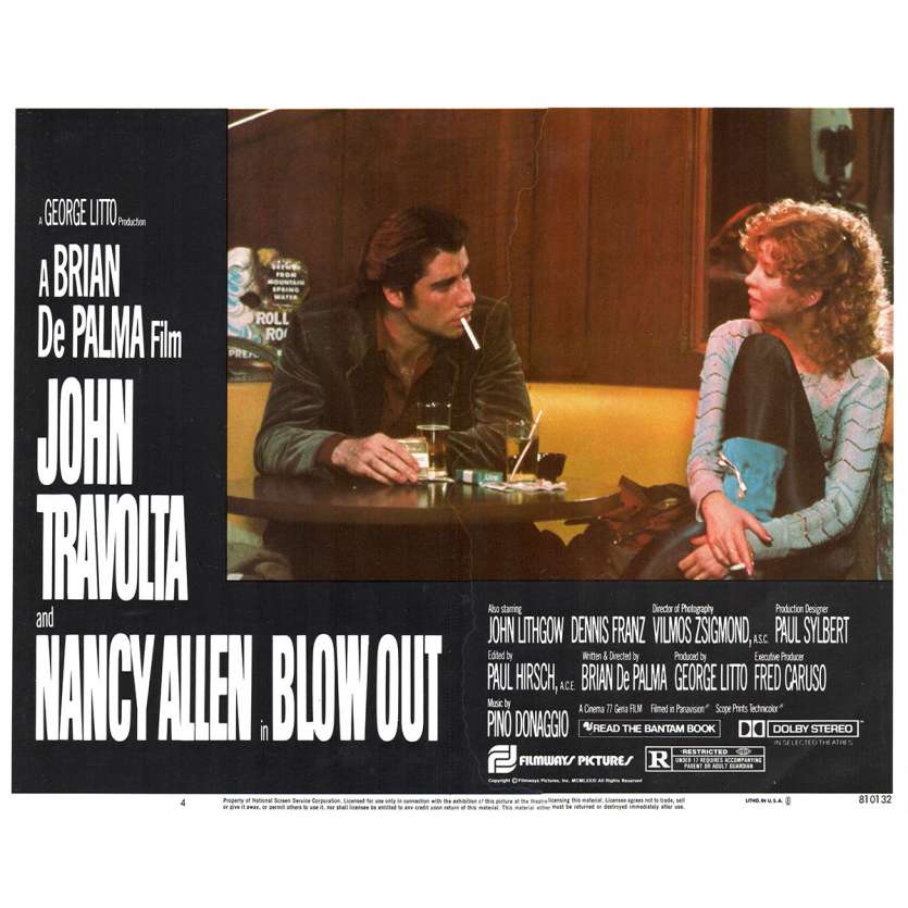 BLOWOUT US Lobby Card 11x14- 1981 - Brian de Palma, John Travolta
