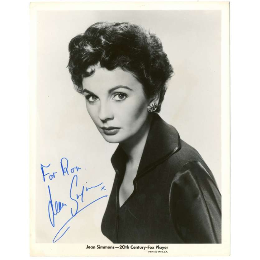JEAN SIMMONS Photo signée  20x25 - 1950 - Spartacus