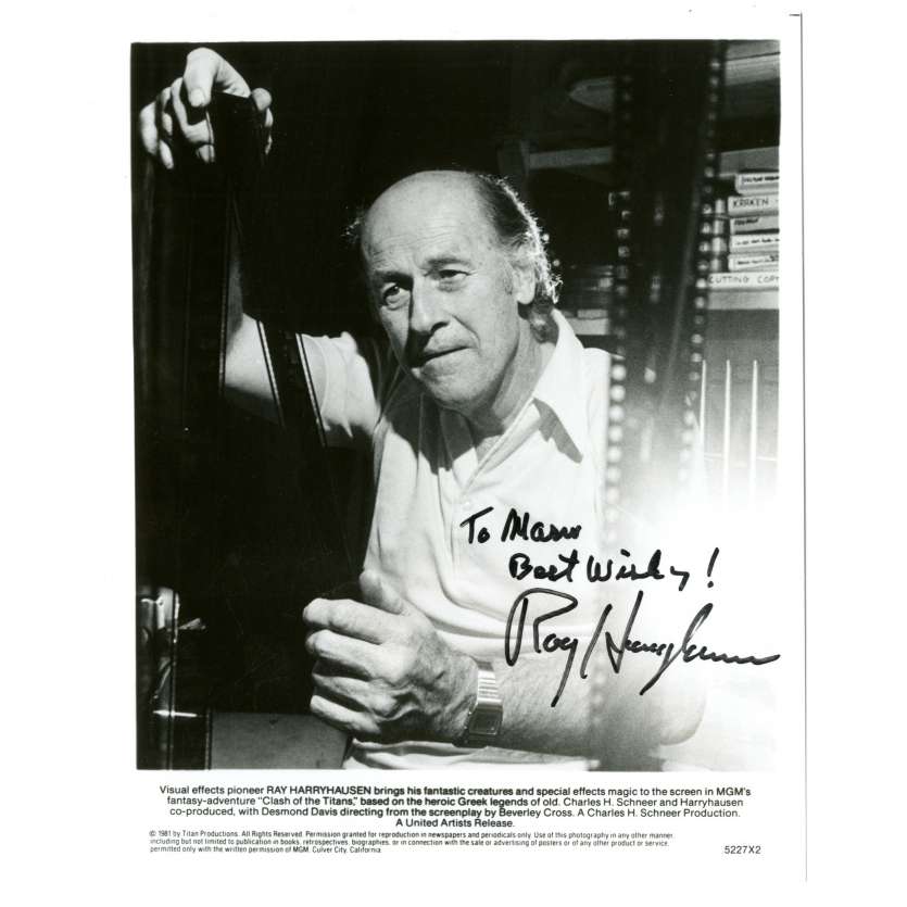 RAY HARRYHAUSEN Photo signée  20x25 - 1980 - Choc des titans